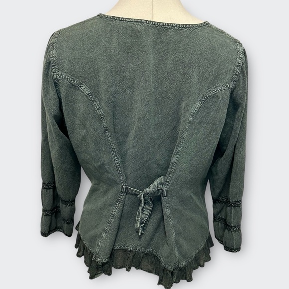Romantic ROAMANS Forest Green Top 16W | Boho Gypsy Embroidered Revival Y2K Retro - Picture 6 of 10